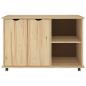 Preview: Rollschrank Mit Rad Braun 100 x 39 x 65,5 cm Massivholz Kiefer
