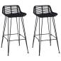 Preview: Barhocker 2 Stück Schwarz 44 x 46 x 91 cm Rattan und Stahl