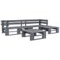 Preview: 4-tlg. Outdoor-Lounge-Set Paletten mit Kissen in Grau Holz