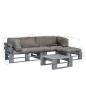 Preview: 4-tlg. Outdoor-Lounge-Set Paletten mit Kissen in Grau Holz