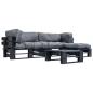 Preview: ARDEBO.de - 4-tlg. Garten-Lounge-Set aus Paletten mit Grauen Kissen Holz