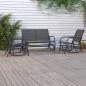 Preview: ARDEBO.de - 3-tlg. Garten-Lounge-Set Schaukel Schwarz Textilene und Stahl
