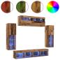 Preview: TV-Schrankset mit LED-Lichtleisten 6 pcs Altholz Holzwerkstoff