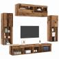 Preview: TV-Schrankset mit LED-Lichtleisten 6 pcs Altholz Holzwerkstoff
