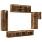 Preview: TV-Schrankset mit LED-Lichtleisten 6 pcs Altholz Holzwerkstoff