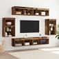 Preview: ARDEBO.de - TV-Schrankset mit LED-Lichtleisten 8 pcs Altholz Holzwerkstoff