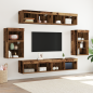 Preview: TV-Schrankset mit LED-Lichtleisten 8 pcs Altholz Holzwerkstoff