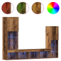 Preview: TV-Schränk mit LED-Lichtleisten 4 pcs Altholz Holzwerkstoff