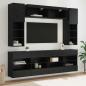 Preview: ARDEBO.de - TV Wandmöbel Set mit LED 6 Stk. Schwarz Eiche Holzwerkstoff