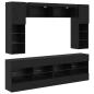 Preview: TV Wandmöbel Set mit LED 6 Stk. Schwarz Eiche Holzwerkstoff