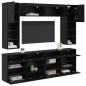 Preview: TV Wandmöbel Set mit LED 6 Stk. Schwarz Eiche Holzwerkstoff