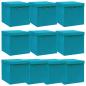 Preview: ARDEBO.de - Aufbewahrungsboxen mit Deckeln 10Stk. Babyblau 32x32x32cm Stoff