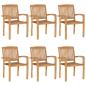 Preview: Stapelbare Gartenstühle mit Kissen 6 Stk. Massivholz Teak