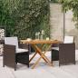 Preview: ARDEBO.de - 3-tlg. Garten-Essgruppe mit Kissen Braun