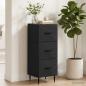 Preview: ARDEBO.de - Schubladenschrank Schwarz 33 x 34,5 x 89,5 cm Holzwerkstoff