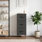 Preview: Schubladenschrank Schwarz 33 x 34,5 x 89,5 cm Holzwerkstoff