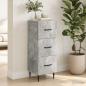 Preview: ARDEBO.de - Schubladenschrank Betongrau 33 x 34,5 x 89,5 cm Holzwerkstoff