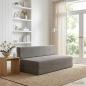 Preview: ARDEBO.de - Klappsofa Bett Hellgrau 152 x 86,5 x 60 cm Stoff