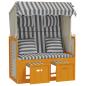 Preview: Strandkorb mit Kissen Poly Rattan & Massivholz Weiß & Grau