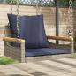 Preview: ARDEBO.de - Hängesessel mit Kissen Grau 63x62x40 cm Poly Rattan