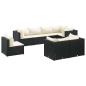 Preview: 8-tlg. Garten-Lounge-Set mit Kissen Schwarz Poly Rattan