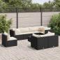 Preview: ARDEBO.de - 9-tlg. Garten-Lounge-Set mit Kissen Schwarz Poly Rattan