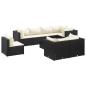 Preview: 9-tlg. Garten-Lounge-Set mit Kissen Schwarz Poly Rattan