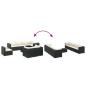 Preview: 9-tlg. Garten-Lounge-Set mit Kissen Schwarz Poly Rattan