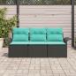 Preview: Sofa Set mit Kissen 3 pcs Schwarz und Blau Poly-Rattan