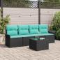 Preview: ARDEBO.de - Sofa Set mit Kissen 5 pcs Schwarz Poly-Rattan