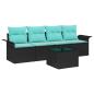 Preview: Sofa Set mit Kissen 5 pcs Schwarz Poly-Rattan