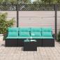 Preview: Sofa Set mit Kissen 5 pcs Schwarz Poly-Rattan