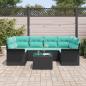 Preview: Gartensofa-set mit Kissen 7 pcs Schwarz Poly-Rattan