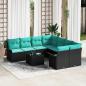 Preview: ARDEBO.de - Gartensofa-set mit Kissen 9 pcs Schwarz Poly-Rattan