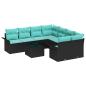 Preview: Gartensofa-set mit Kissen 9 pcs Schwarz Poly-Rattan