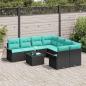 Preview: Gartensofa-set mit Kissen 9 pcs Schwarz Poly-Rattan