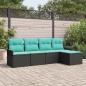 Preview: ARDEBO.de - Gartensofa-set mit Kissen 5 pcs Schwarz Poly-Rattan