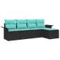 Preview: Gartensofa-set mit Kissen 5 pcs Schwarz Poly-Rattan