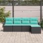 Preview: Gartensofa-set mit Kissen 5 pcs Schwarz Poly-Rattan
