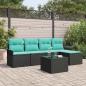 Preview: ARDEBO.de - Gartensofa-set mit Kissen 6 pcs Schwarz Poly-Rattan