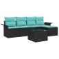 Preview: Gartensofa-set mit Kissen 6 pcs Schwarz Poly-Rattan