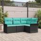 Preview: ARDEBO.de - Gartensofa-set mit Kissen Schwarz Poly-Rattan