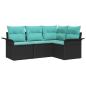 Preview: Gartensofa-set mit Kissen Schwarz Poly-Rattan