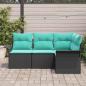 Preview: Gartensofa-set mit Kissen Schwarz Poly-Rattan