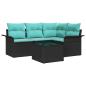 Preview: Gartensofa-set mit Kissen 5 pcs Schwarz Poly-Rattan