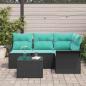 Preview: Gartensofa-set mit Kissen 5 pcs Schwarz Poly-Rattan