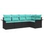 Preview: Gartensofa-set mit Kissen 5 pcs Schwarz Poly-Rattan