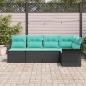 Preview: Gartensofa-set mit Kissen 5 pcs Schwarz Poly-Rattan