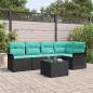 Preview: ARDEBO.de - Gartensofa-set mit Kissen 6 pcs Schwarz Poly-Rattan