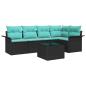 Preview: Gartensofa-set mit Kissen 6 pcs Schwarz Poly-Rattan